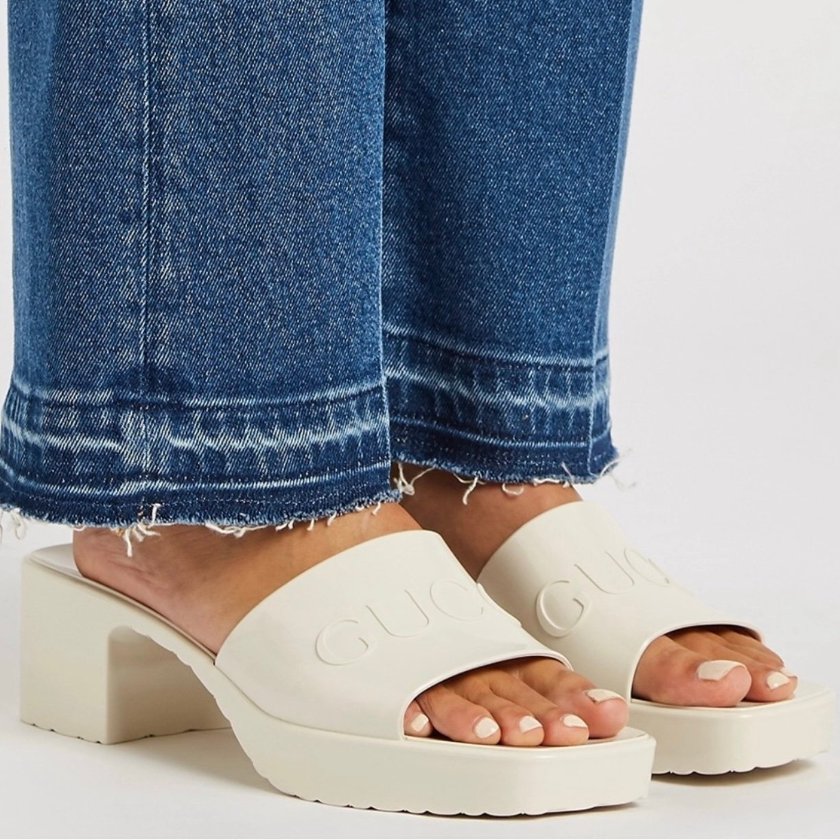 Gucci Rubber Slide Sandal White