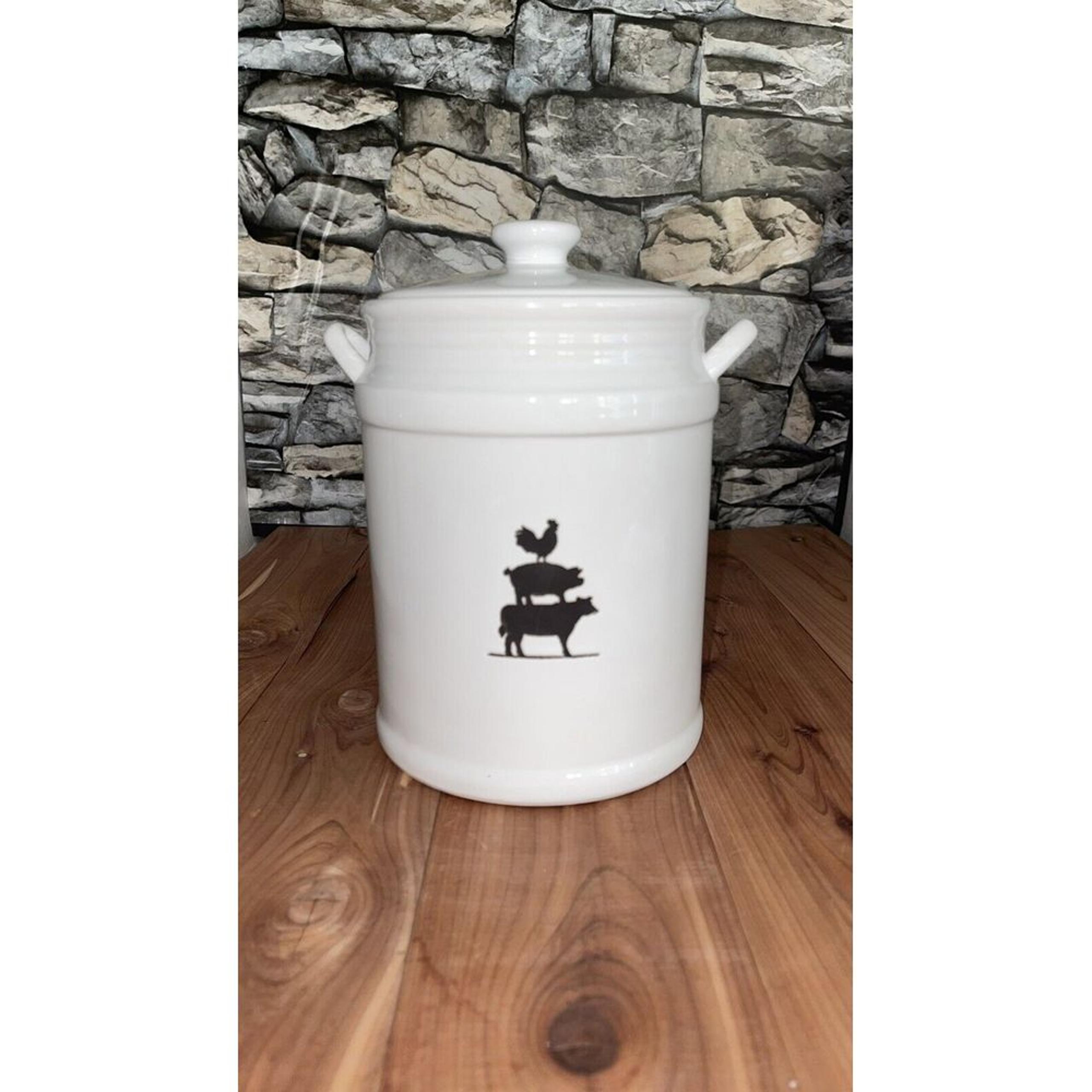 Home Essentials Farmstead Debossed Cow, Pig, Rooster Canister 135 Ounce