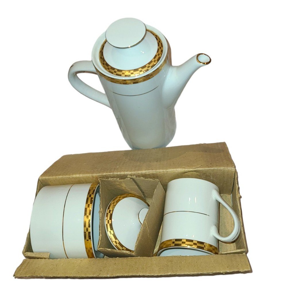 Sango Caroline 8870 Teapot Sugar And Creamer Set NEW Gold Rim