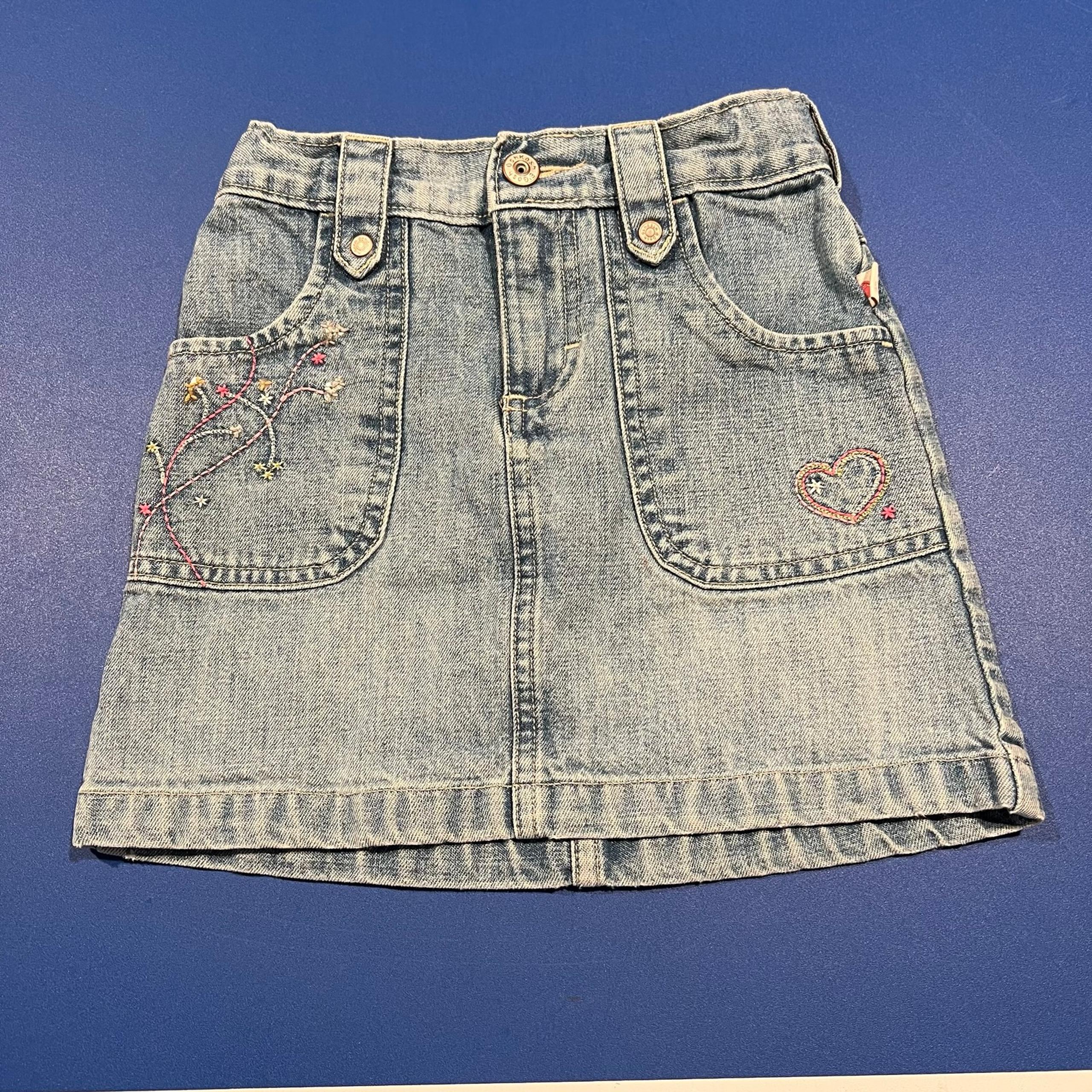 Girls Denim Heart Floral Embroidered Skirt Size 4 - OshKosh B'gosh