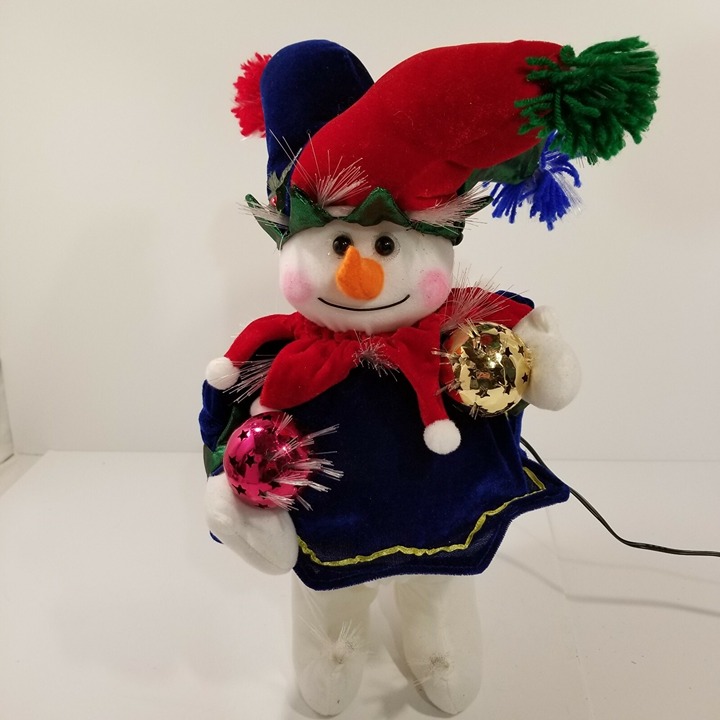 Jester Fiber Optic Snowman Clown 15'' Vintage Girl Snowman Christmas Table Top