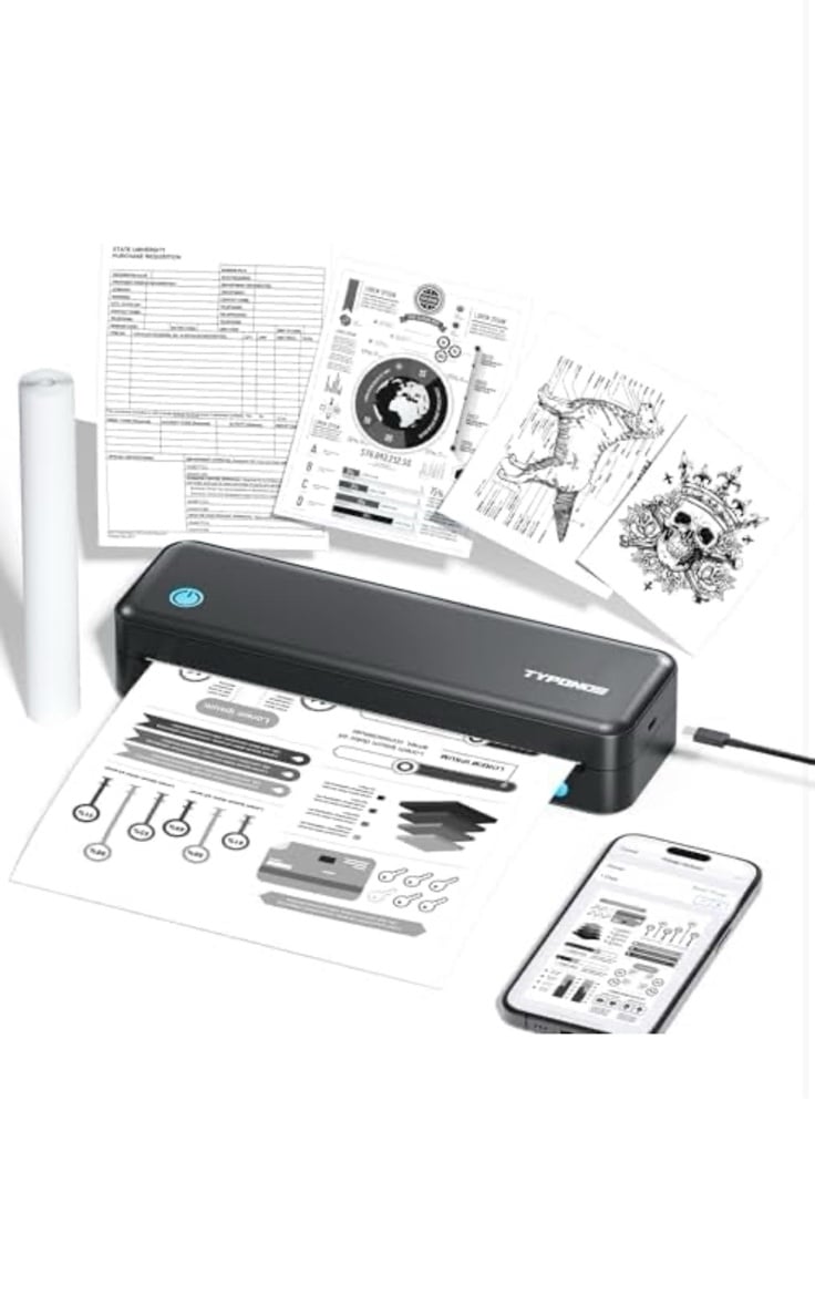 PORTABLE LABEL THERMAL PRINTER - BLACK