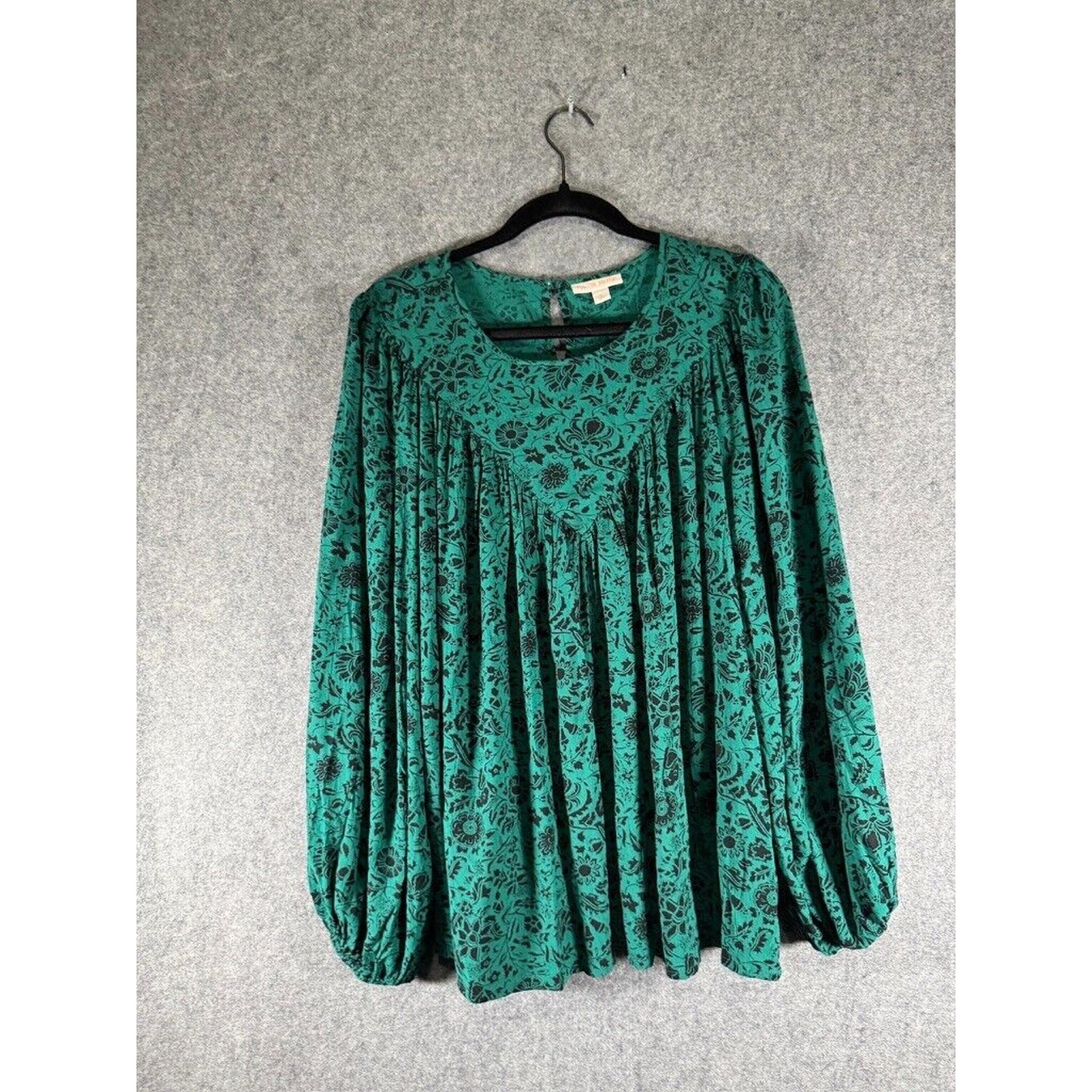 Know Rose Blouse Women XLGreen Paisley Balloon Sleeve Boho Dark Fairy Whimsigoth