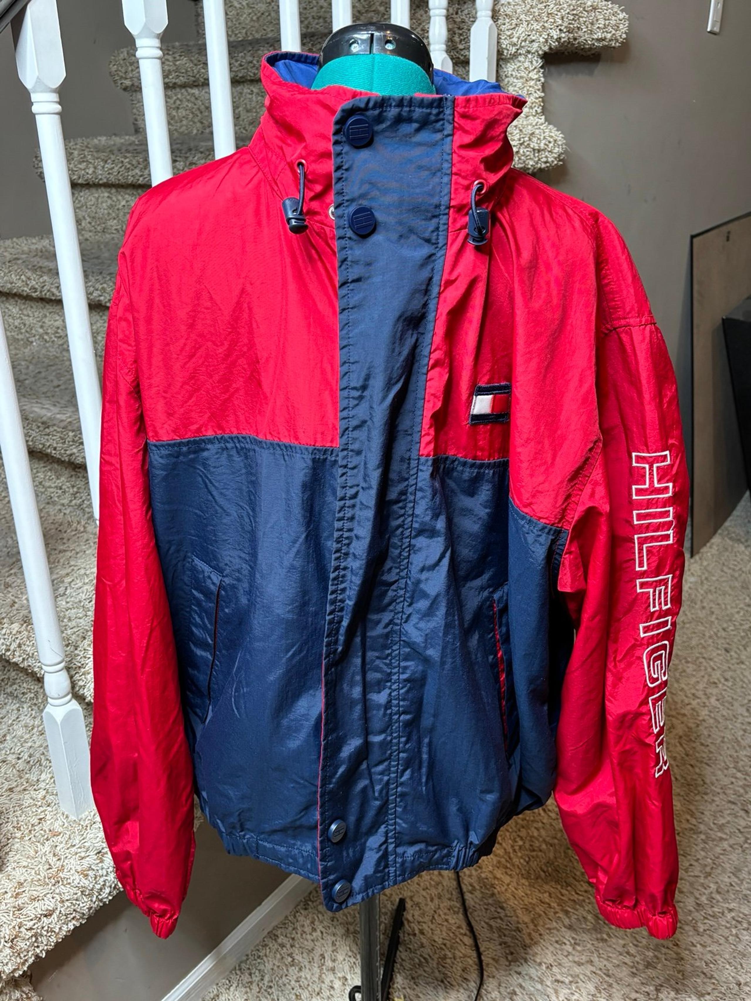90s Tommy Hilfiger Jacket Mens X-Large Red/Blue Windbreaker