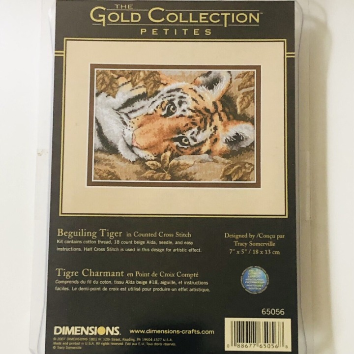 Dimensions Gold Beguiling Tiger Counted Cross Stitch Kit Petites #65056 New