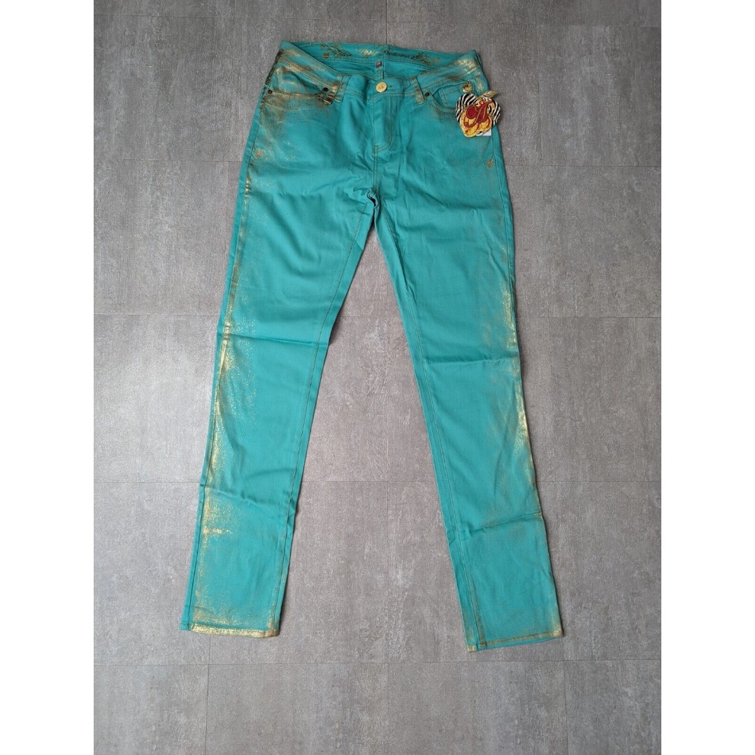 Apple Bottom Jeans by Nelly Teal 11/12 Animal Instinct Embroidered Original Tags