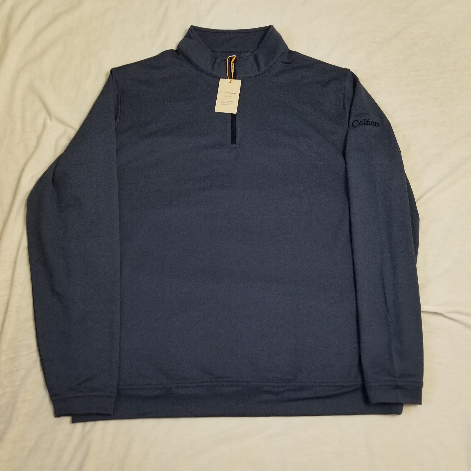 Peter Millar Perth 1/4 Zip Pullover Shirt Blue Performance Stretch Golf NEW XL