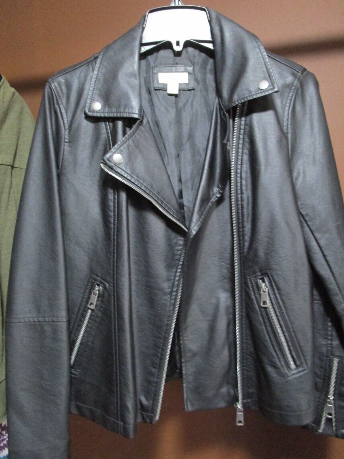 Style & Co Women's Faux Leather Moto Jacket in Black, XS