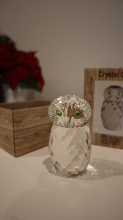Oleg Cassini Crystal Owl With Green Eyes Collectible Figurine With Box! Gorgeous