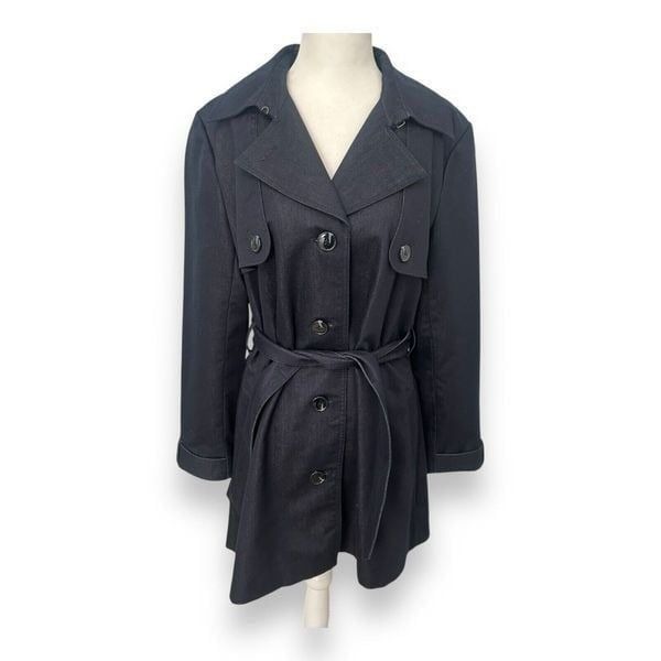 Chelsea and Theodore Short Trenchcoat Jacket Navy Blue Size 12