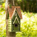 12 H Green Hanging Distressed Solid Wood Garden Bird House Decorative Birdhouse