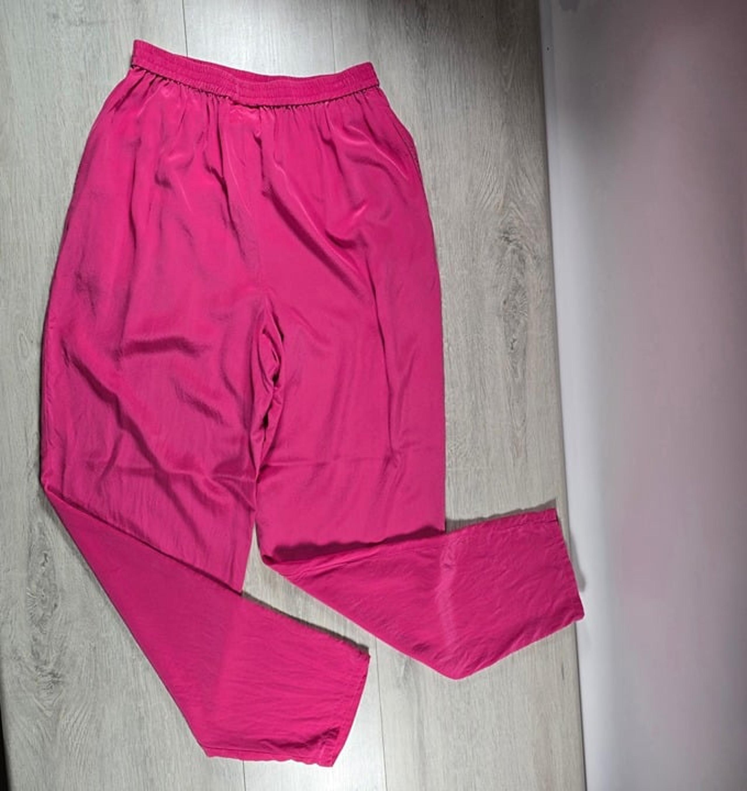 Diane Von Furstenberg Pink 100% Silk Nila Pants Sz M Women's Comfort Loose Fit