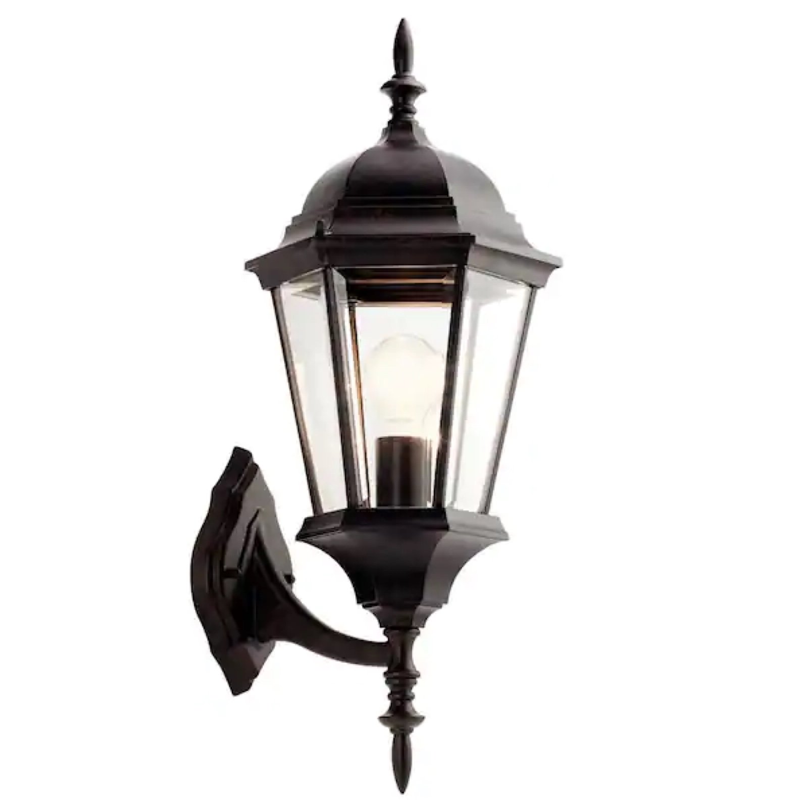 Outdoor Light Wall Mount Lantern with Clear Beveled Glass Panels 17.5”