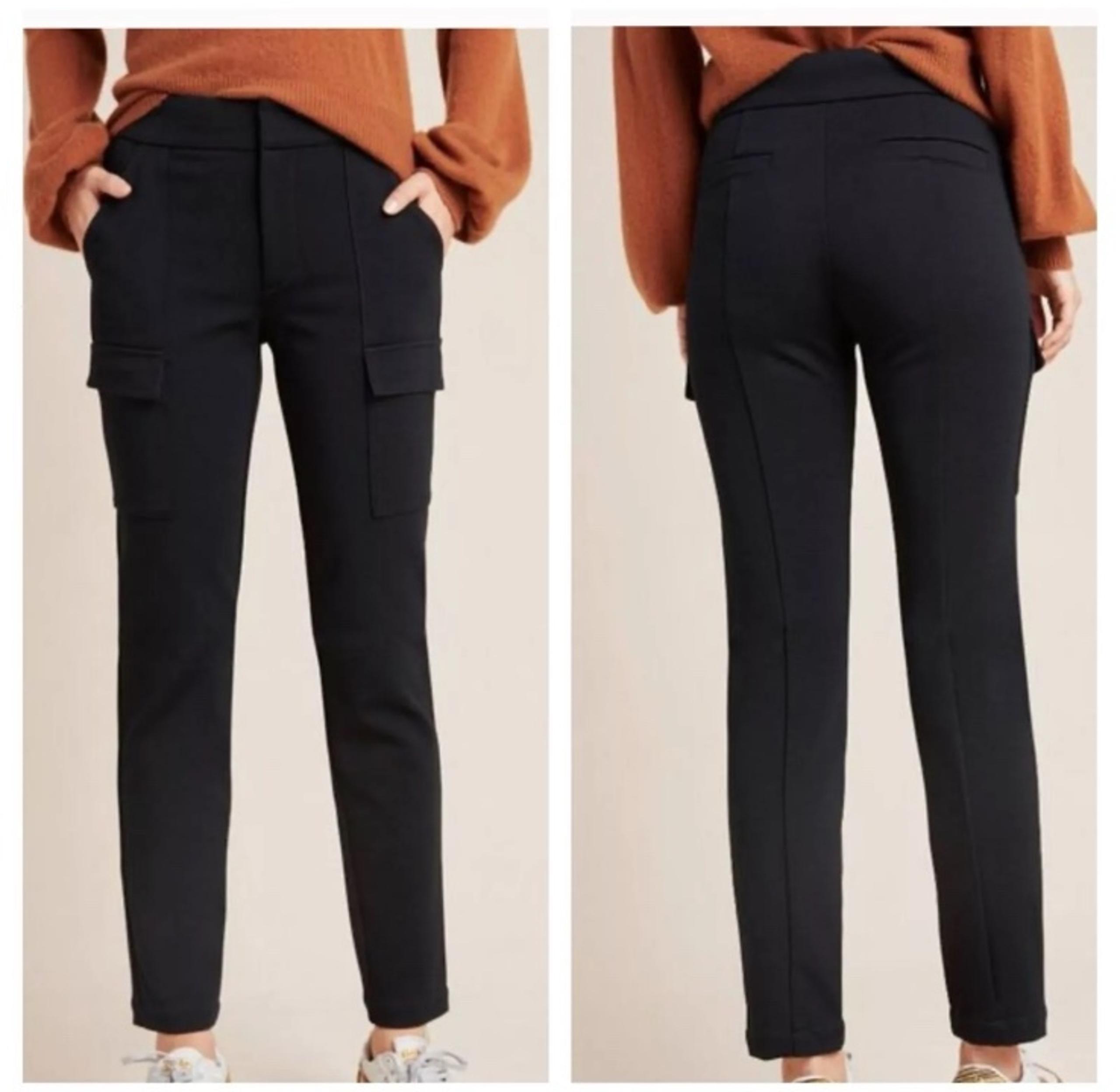 Anthropologie The Essential Knit Cargo Pants Black Women's size 0