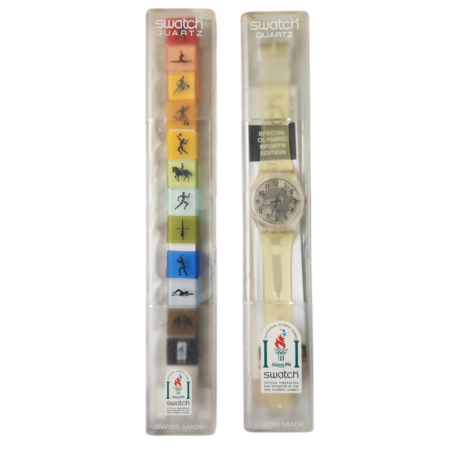 Vintage Swatch Watch Transparent GK209SL Special Olympic Sports Edition NOS