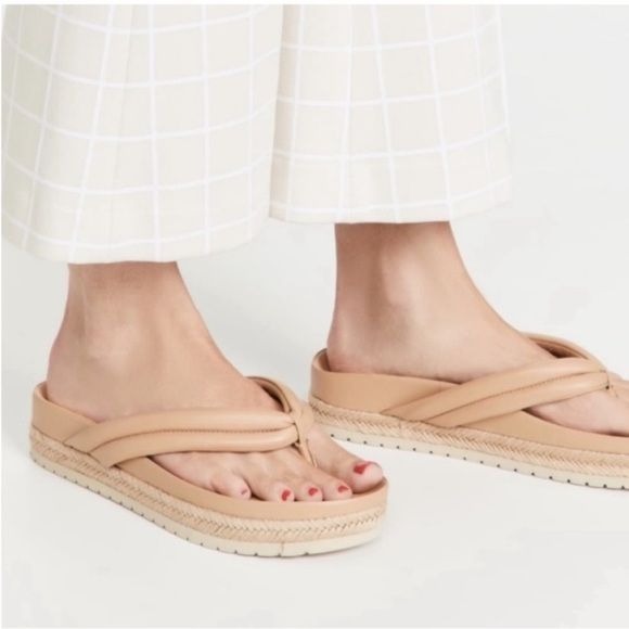 Vince Forest Platform Thong Sandals Cappuccino Color Espadrille Size 9.5