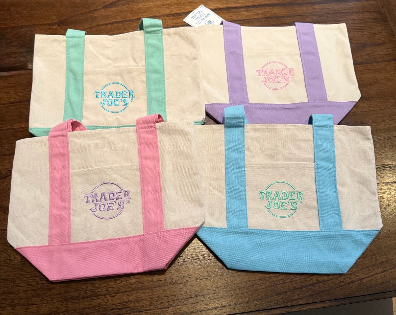 Trader Joe’s Mini Tote Bags Pastel Full Set