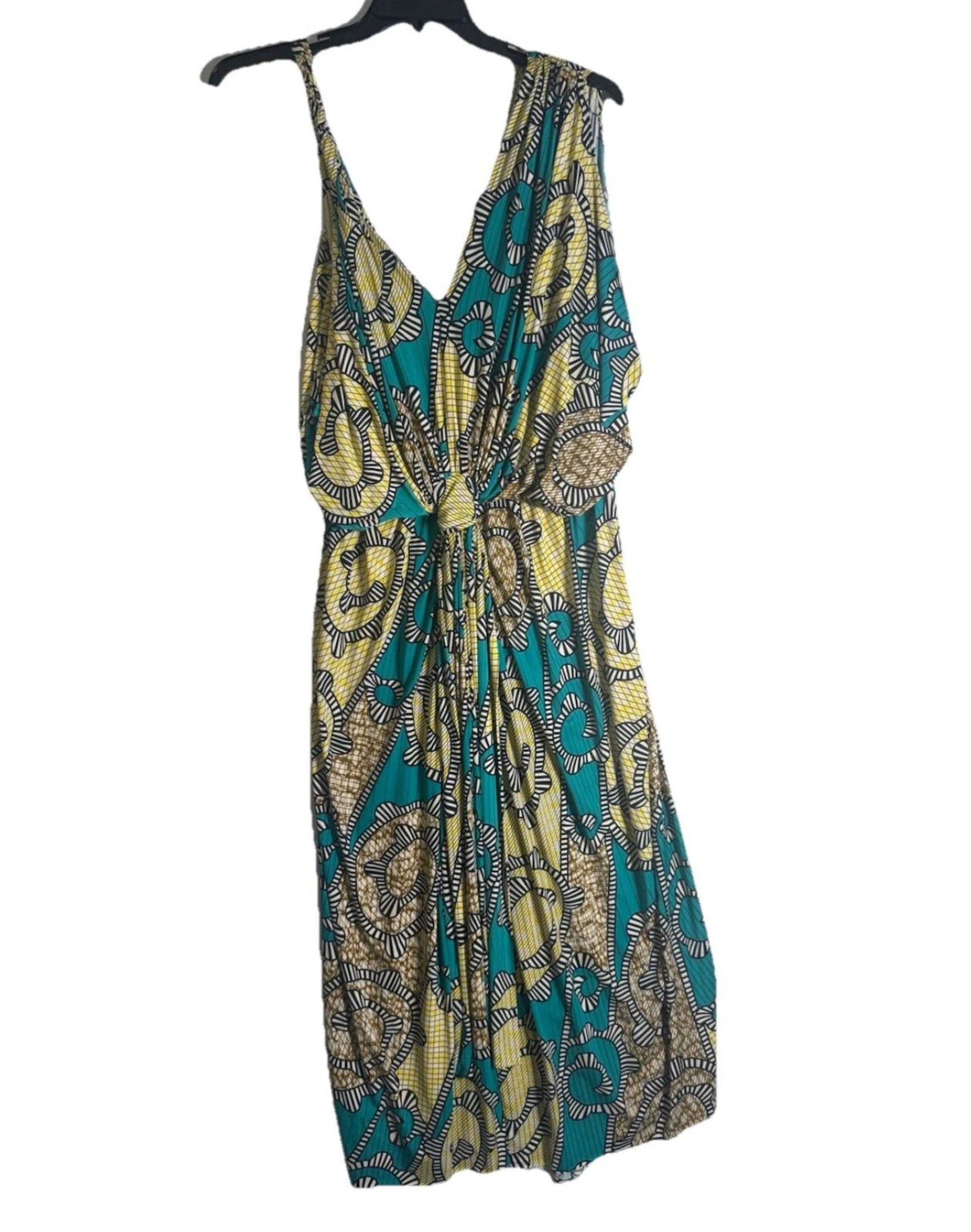 T-bags Los Angeles Batik Dress Plus 2X Women’s Maxi Yellow Teal Plus Boho
