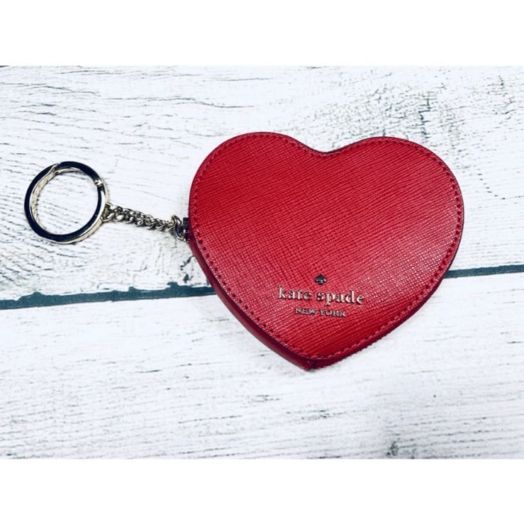 Kate Spade New York red heart shape keychain coin pouch size small