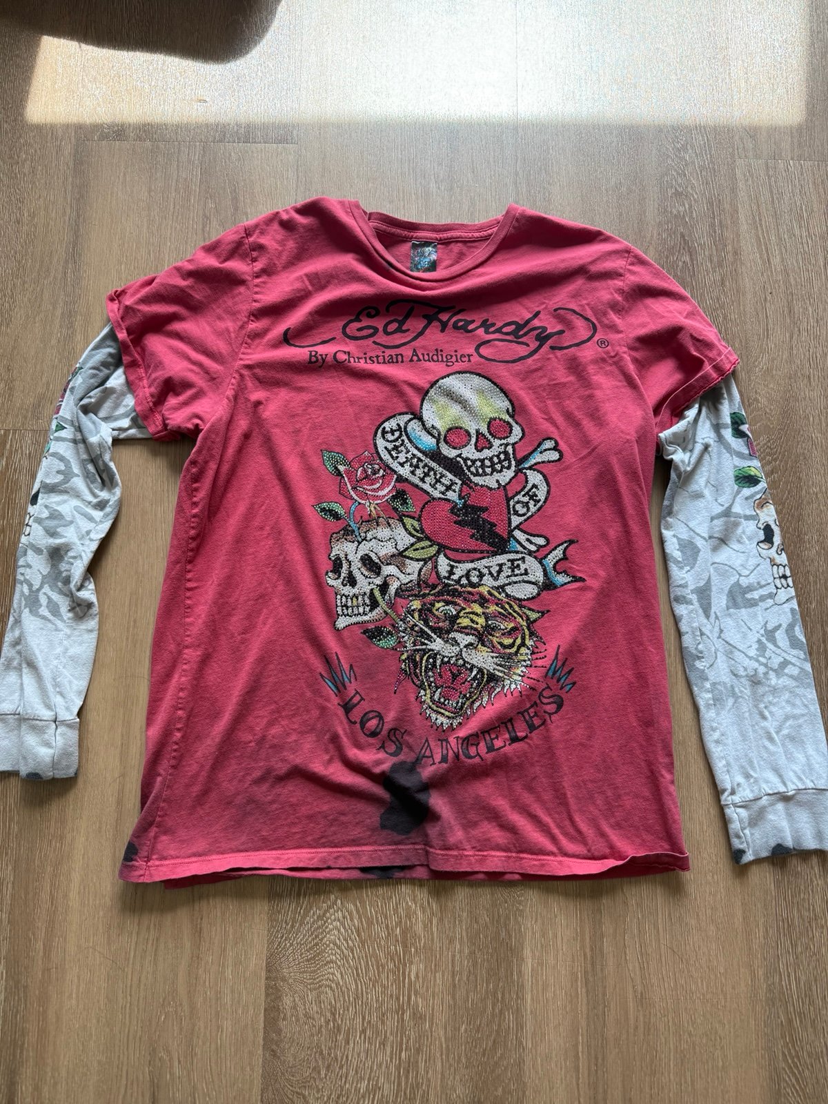 RARE Ed Hardy Tattoo Long Sleeve Tee Red Size XXL
