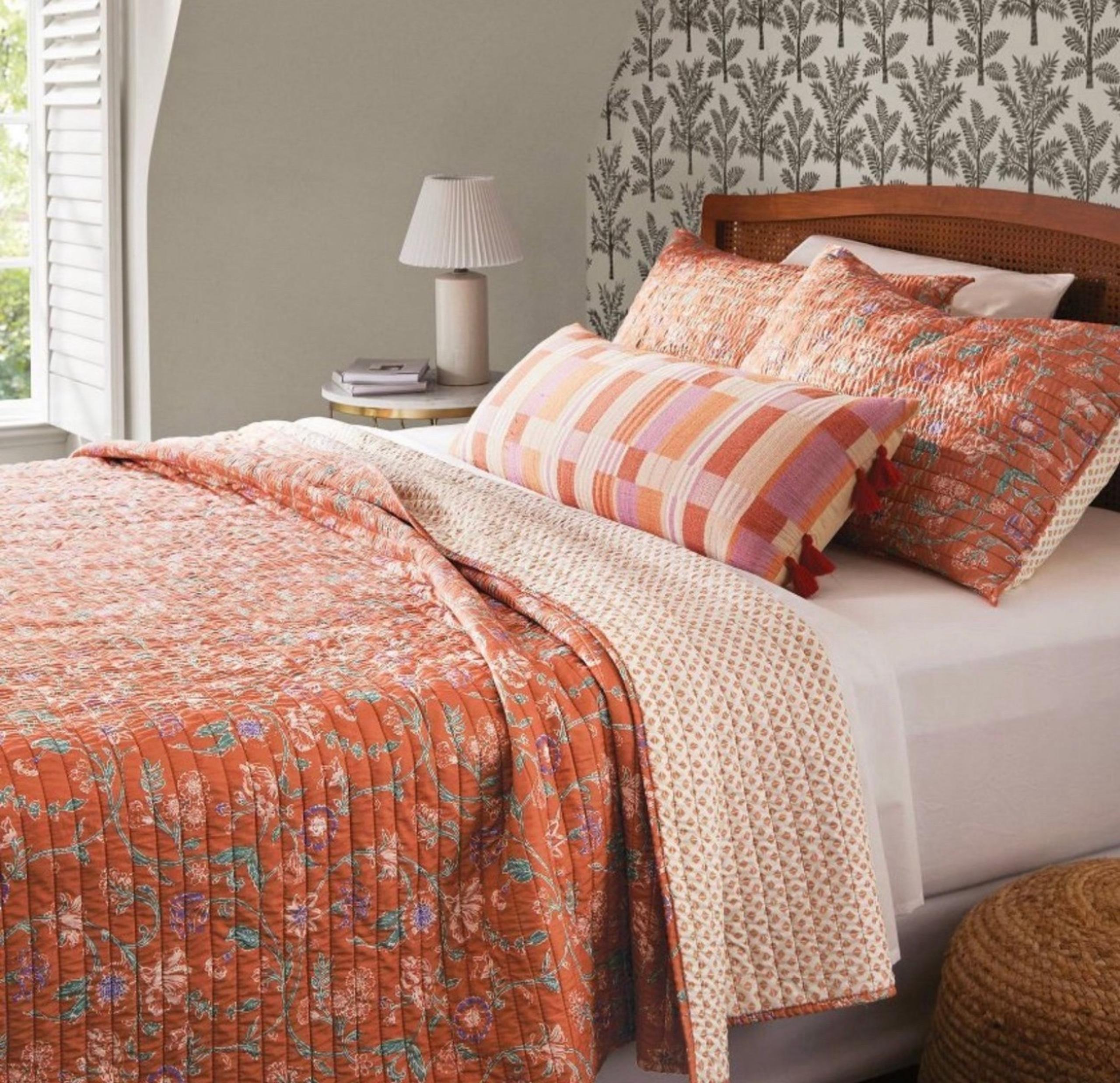 Twin/TwinFloral Boho Reversible Printed Quilt Bronze - Threshold™