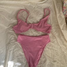 Frankie’s bikinis pink shimmery set