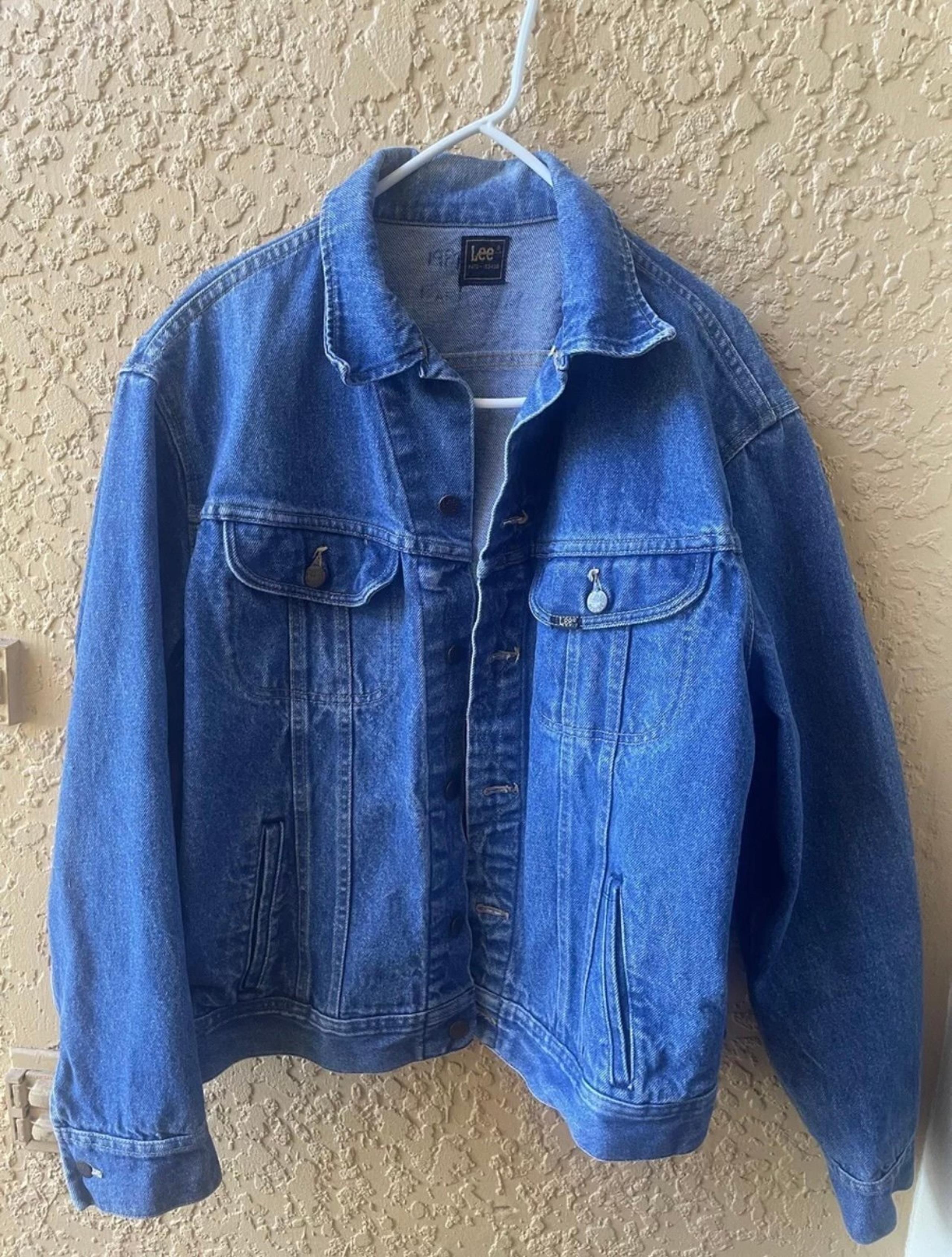 Vintage Lee Riders Jean Jacket Mens 46L Blue Denim Trucker Jacket 153438