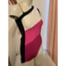 New Karen Millen Colorblock Bandage Chain Asymmetric Knit Pink Black White Top S