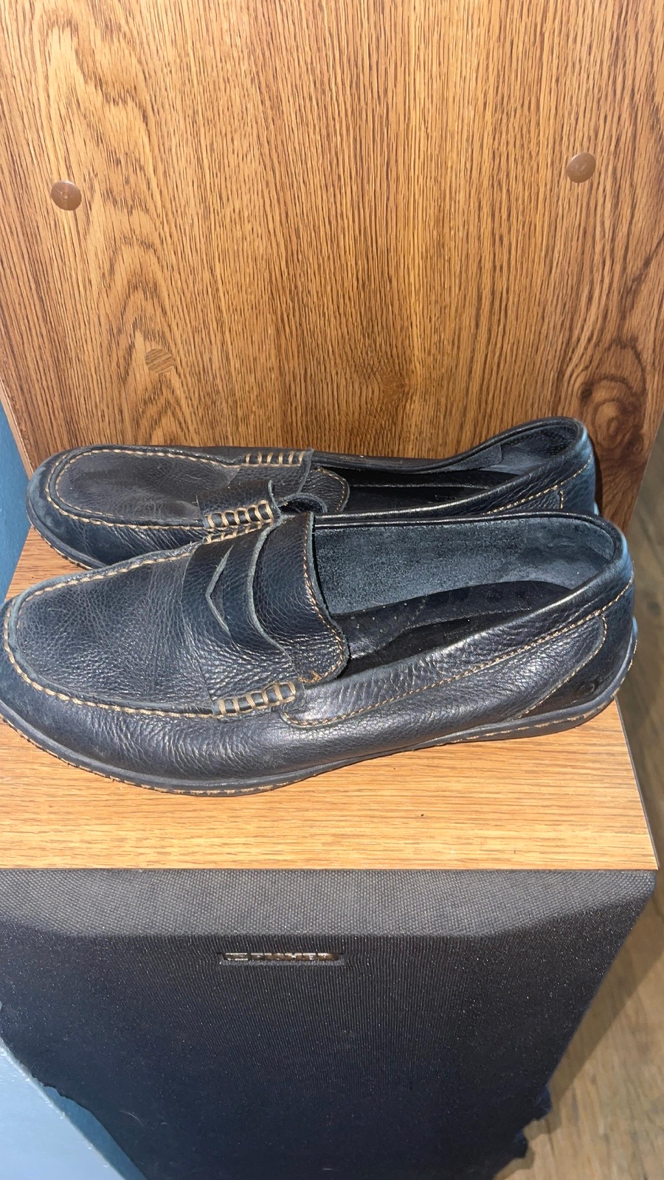 Leather Mens Born Black Penny Loafer Drivers Size 9.5