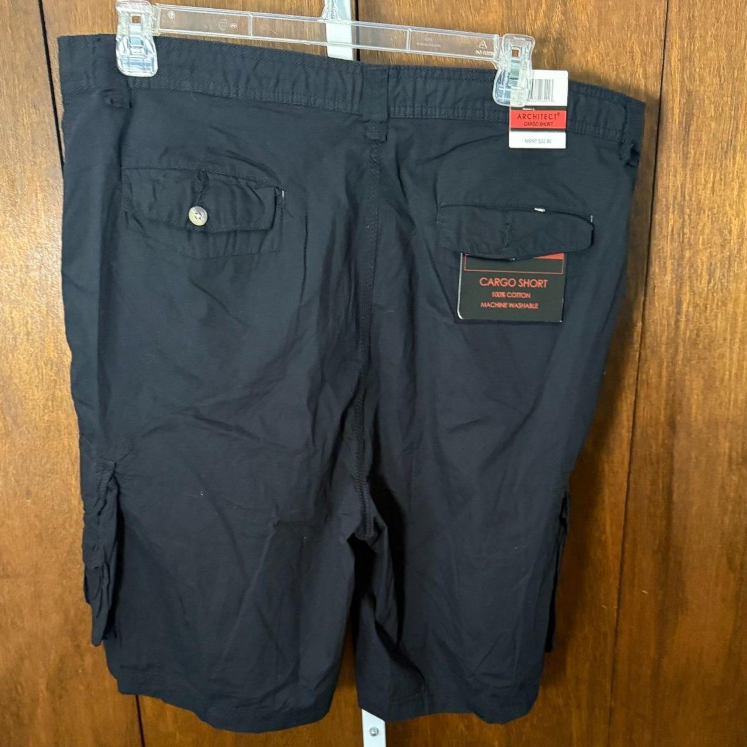 NEW Architect Black Cargo Shorts Men's W40 100% Cotton