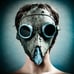 Grey Plague Doctor w/ Blue Goggles Bird Beak Leather Masquerade Mask #1077