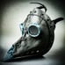 Grey Plague Doctor w/ Blue Goggles Bird Beak Leather Masquerade Mask #1077