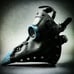 Grey Plague Doctor w/ Blue Goggles Bird Beak Leather Masquerade Mask #1077