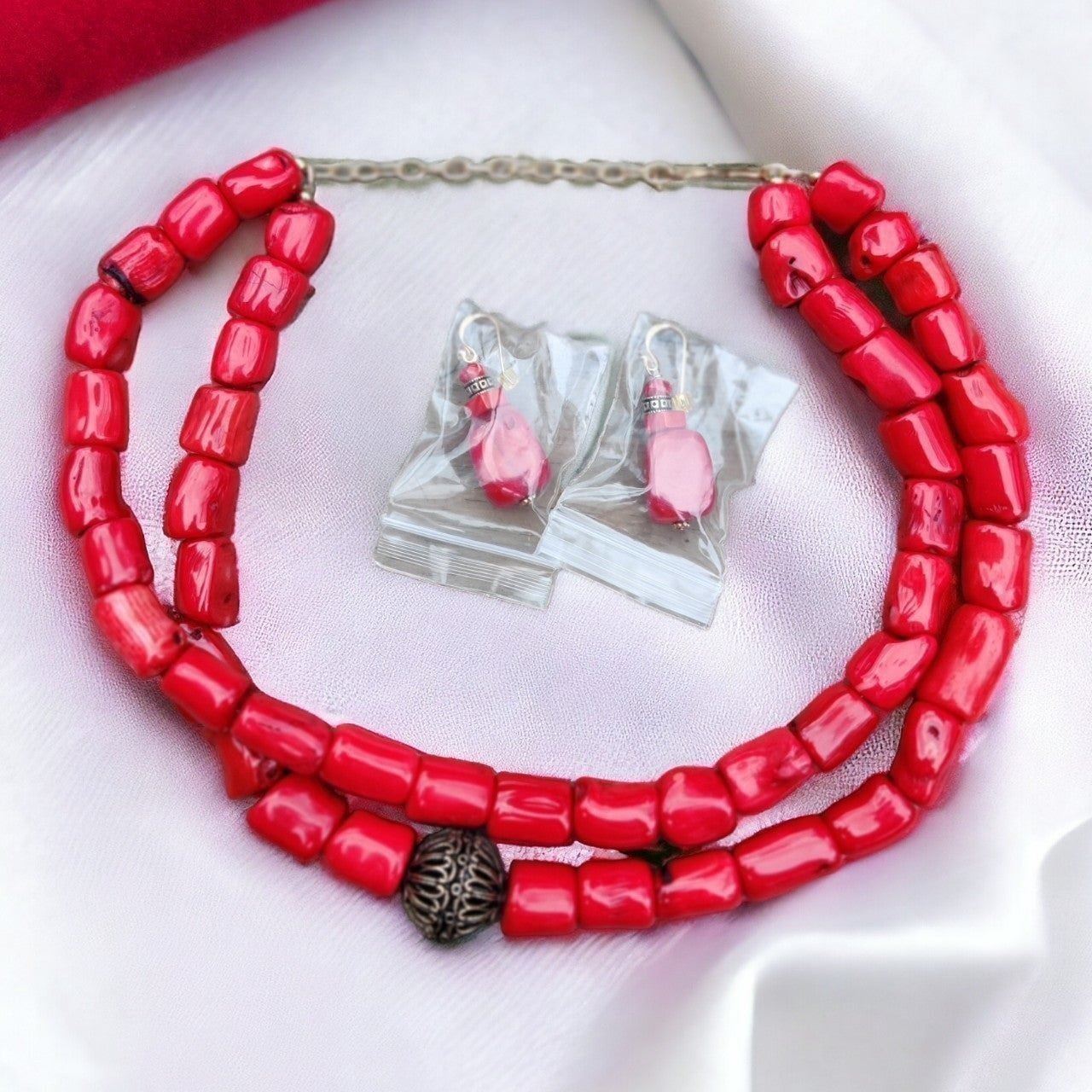 NIB Barse coral necklace and earrings set
