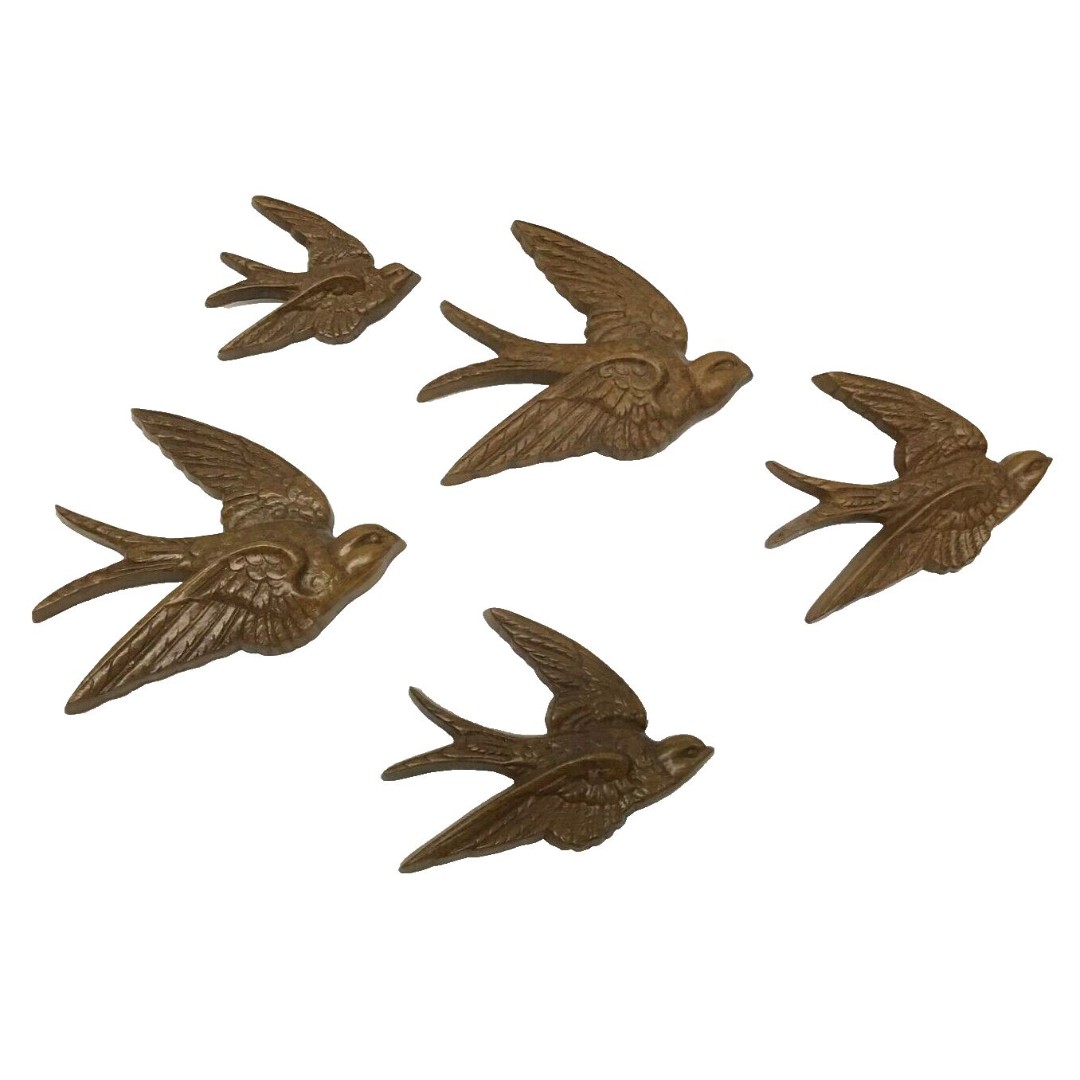 Burwood Vintage Flying Bird Plaques Wall Decor Set of 5