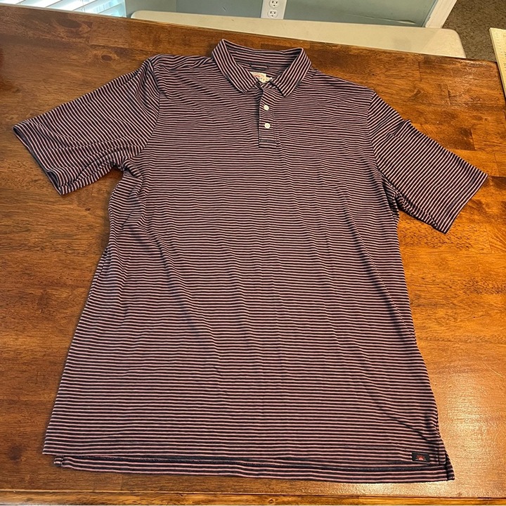 Faherty men’s pink gray striped polo size XLT