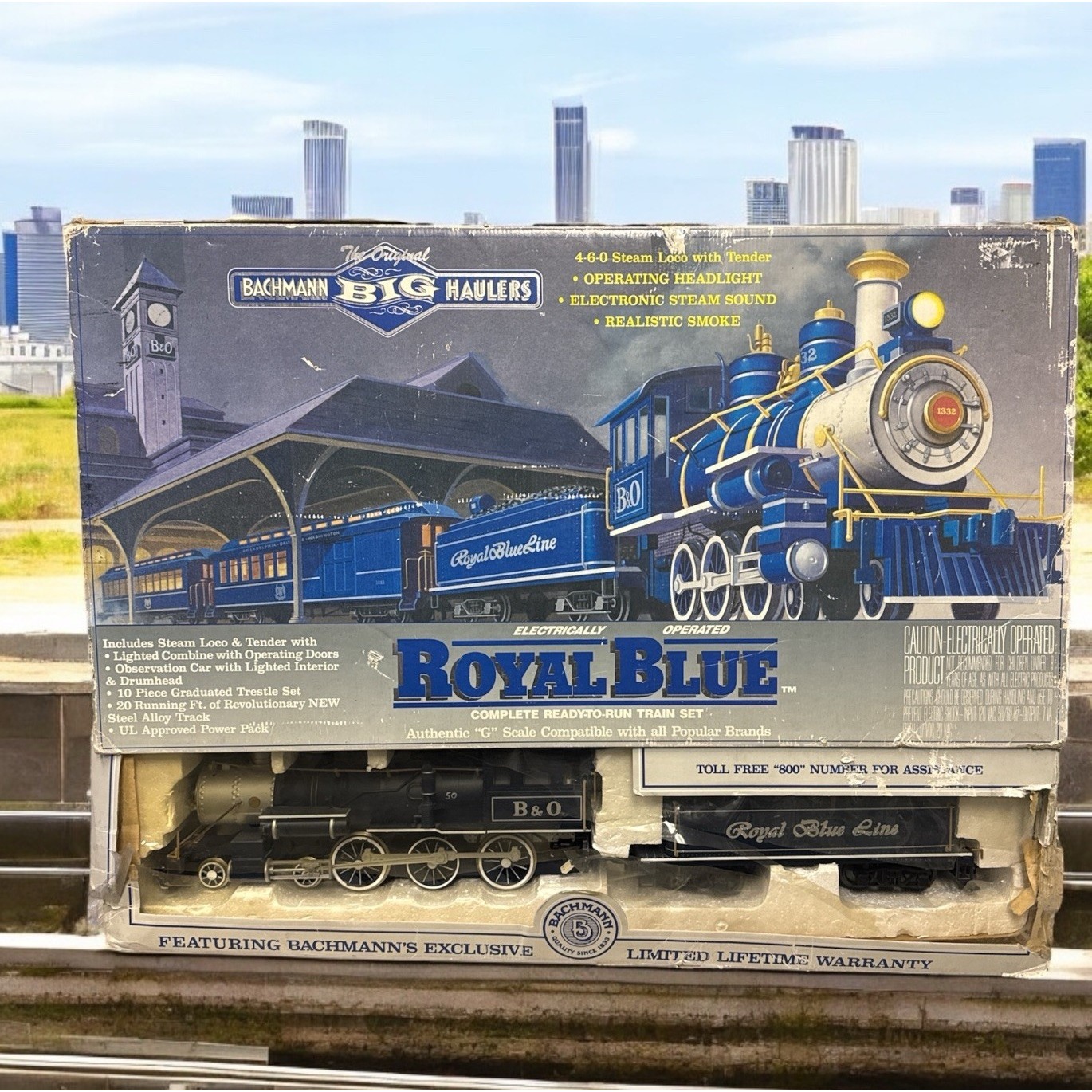 Vintage 1994 BACHMANN Big Haulers Royal Blue G Scale Train Set in Box Untested