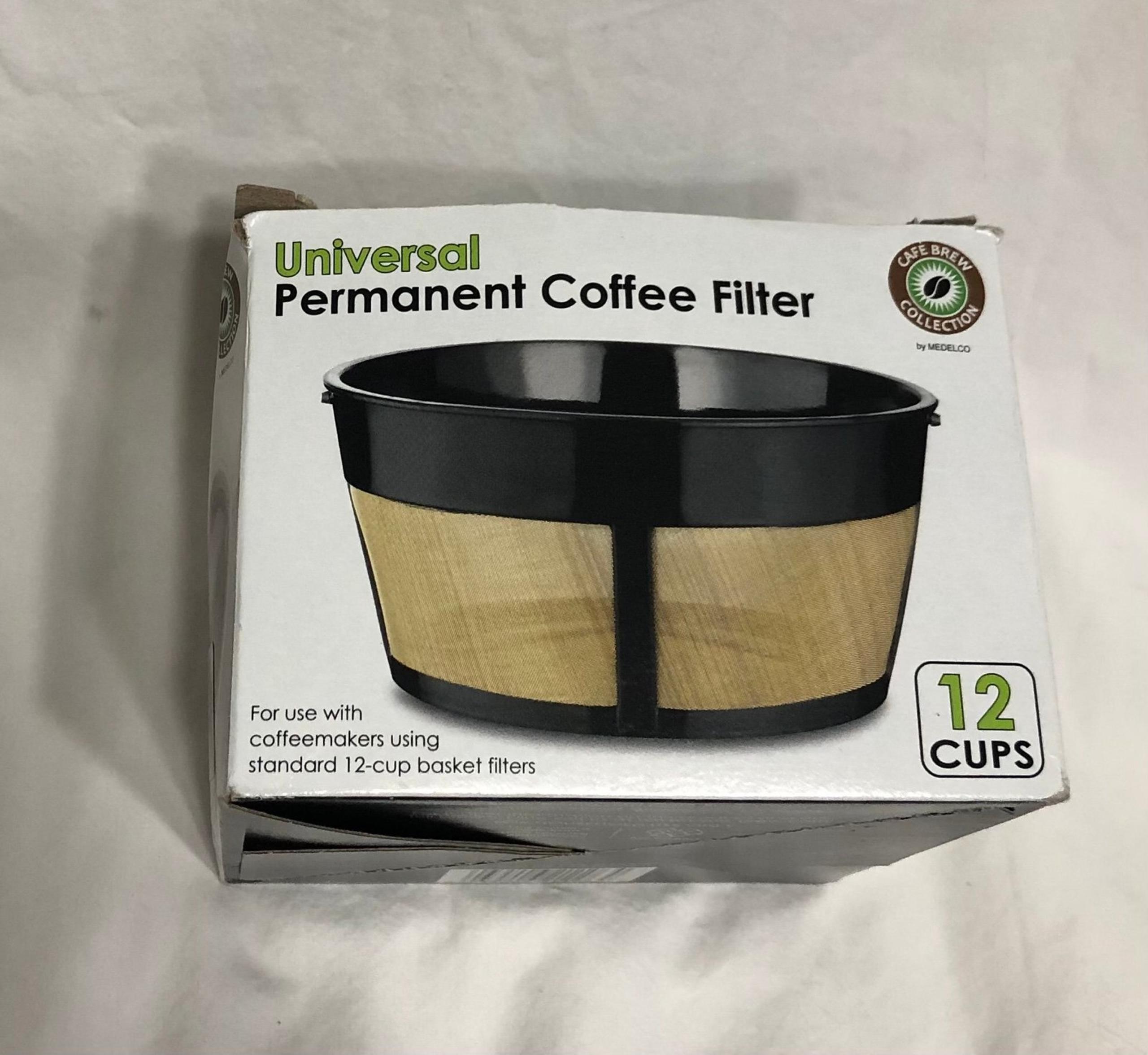 Universal Reusable permanent Coffee Filter Tan black. 8-12cups