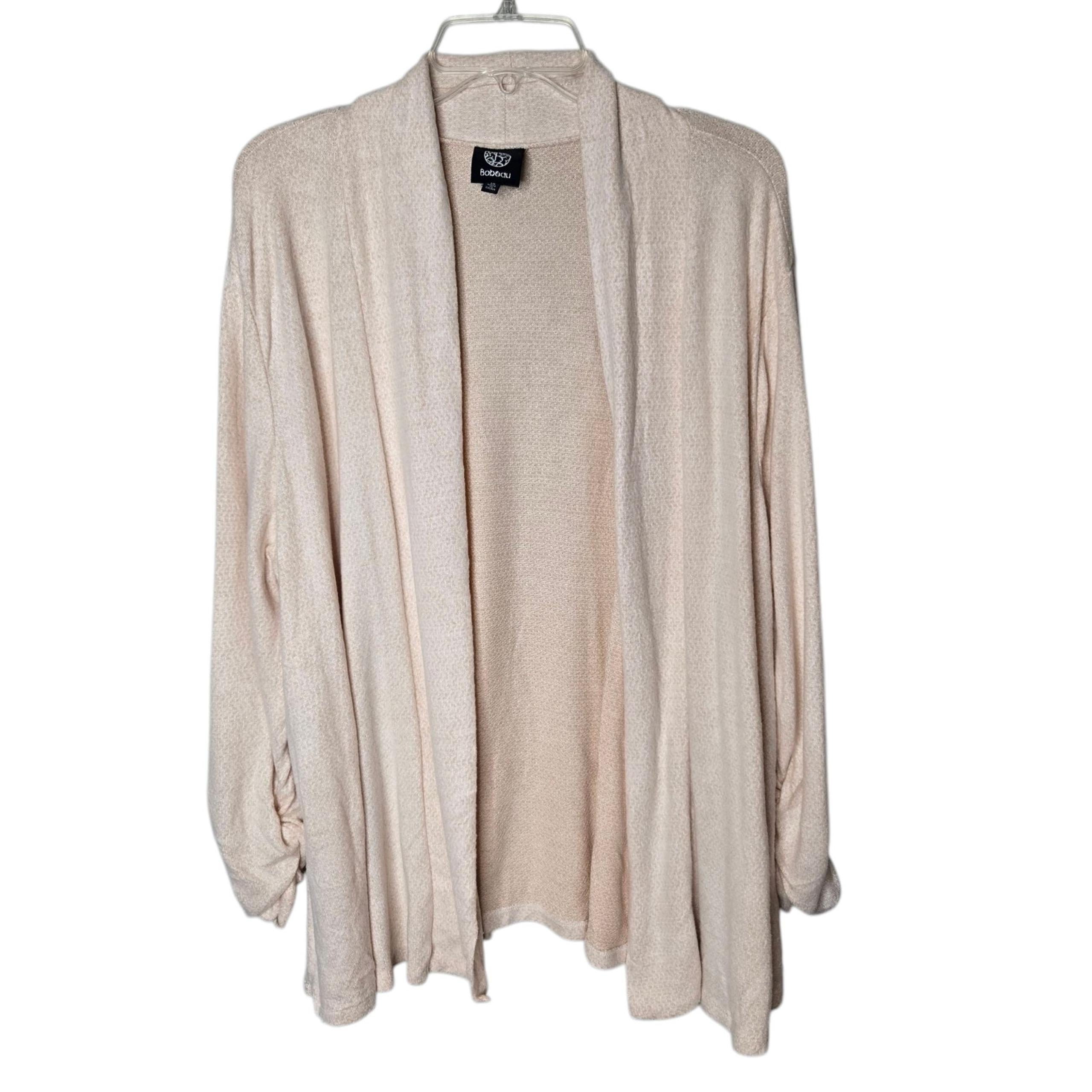 NWOT Bobeau Womens Size 1X Cardigan Sweater Stretch Long Sleeve Open Front Pink