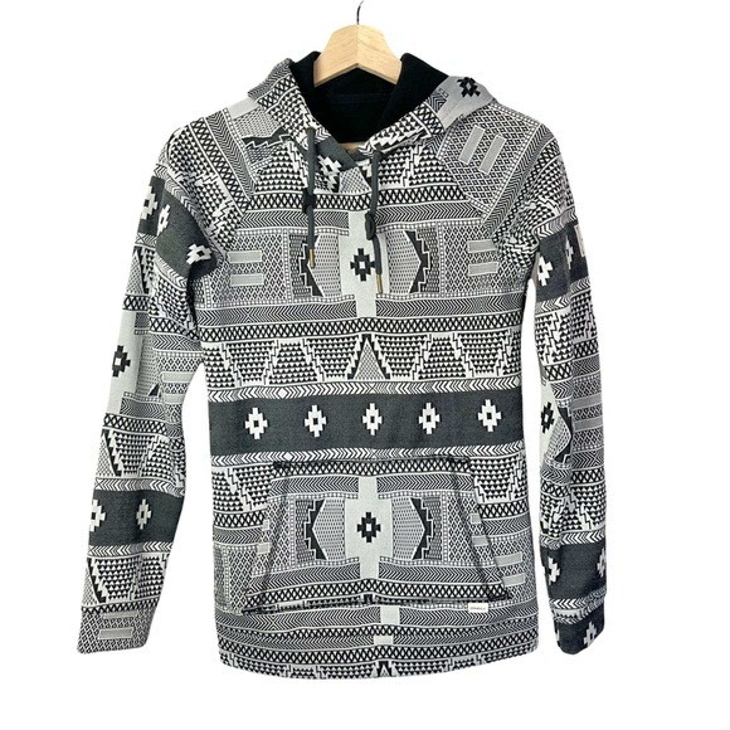 O'Neill Black & White Pullover Aztec Hooded Sweatshirt XS
