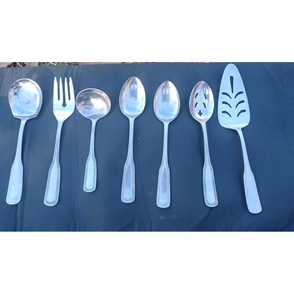 Salem 1776 Stainless Japan Satin Beaded Edge 7 Piece Serving Piece Set