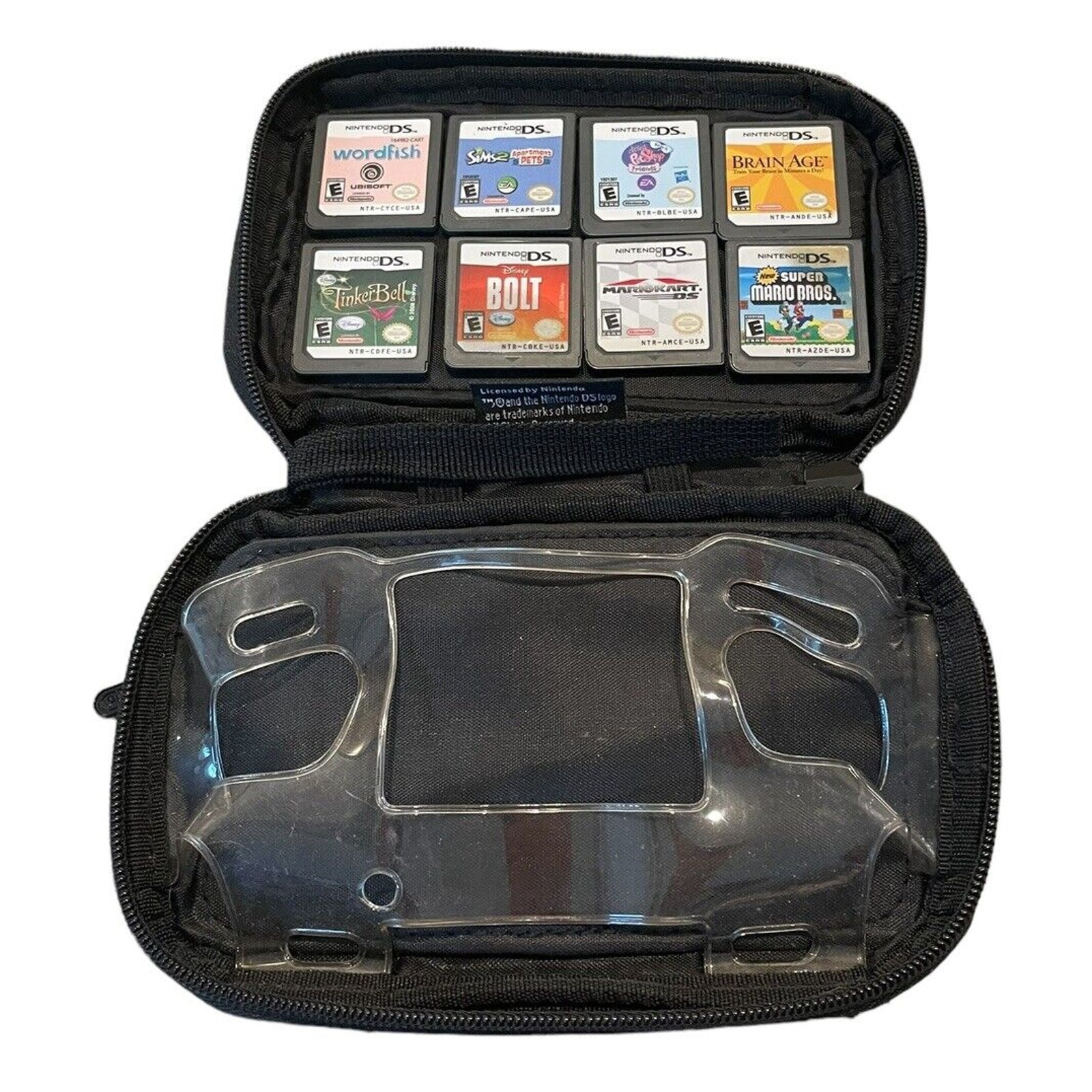 Nintendo DS Lot 8 Games Soft Shell Case and Cartridges Travel Storage Zippered