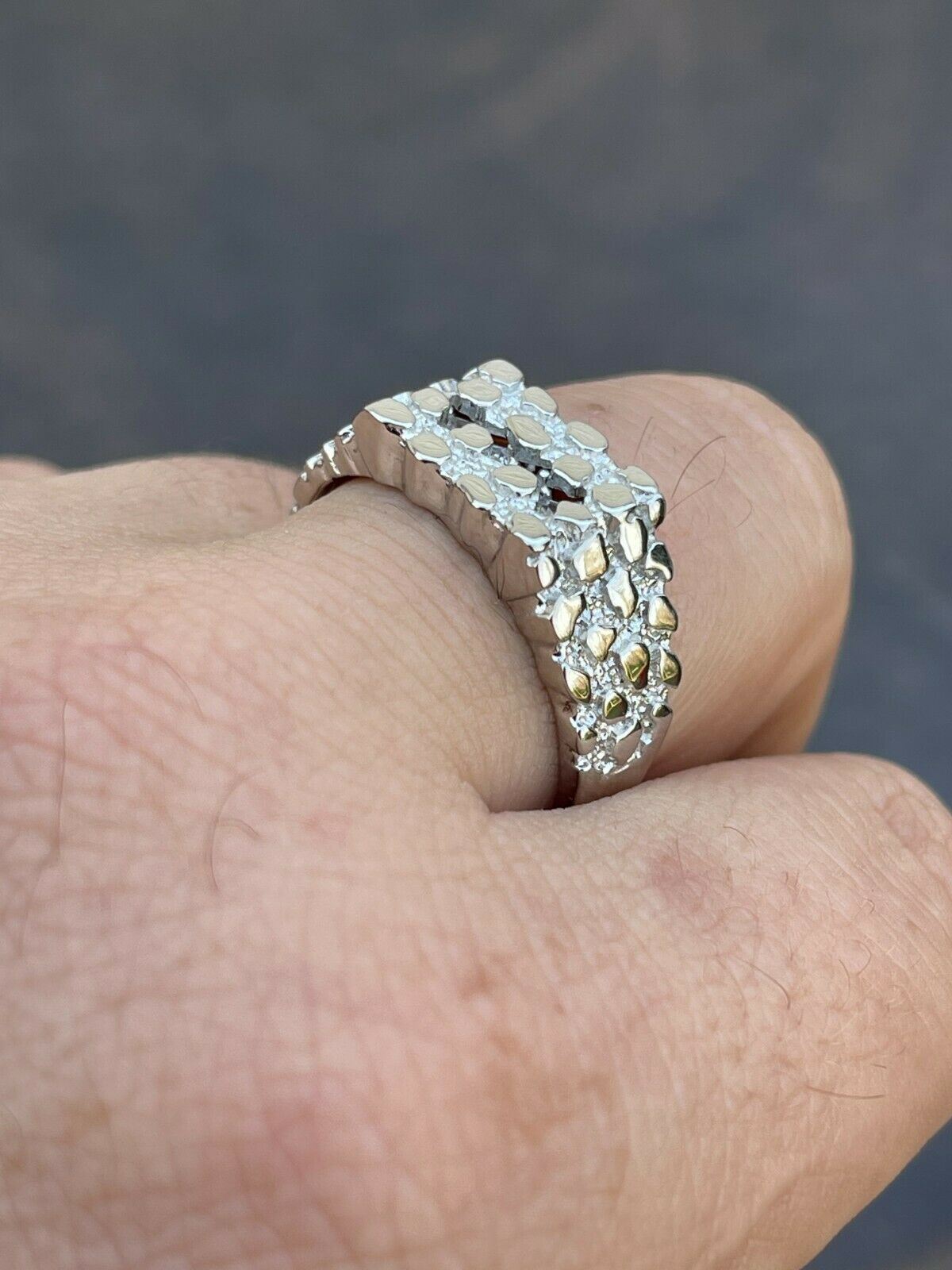 Baguette Nugget Iced Diamonds 925 Silver