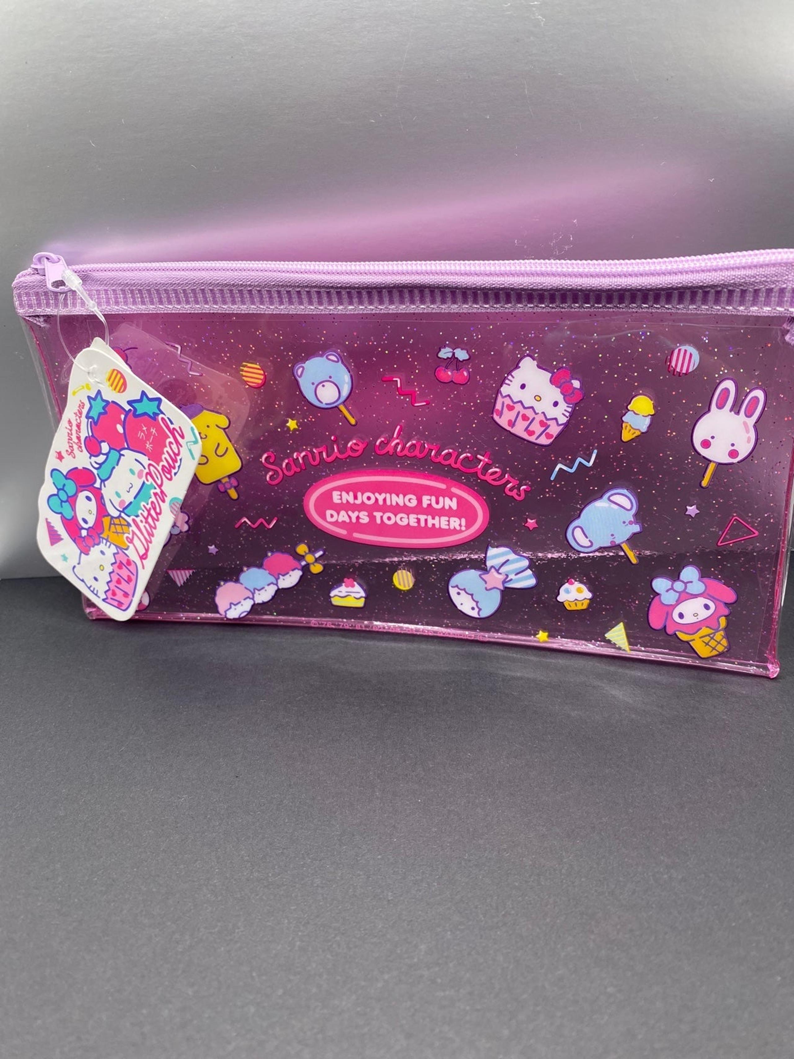 SANRIO CHARACTERS PINK GLITTER ZIPPER POUCH