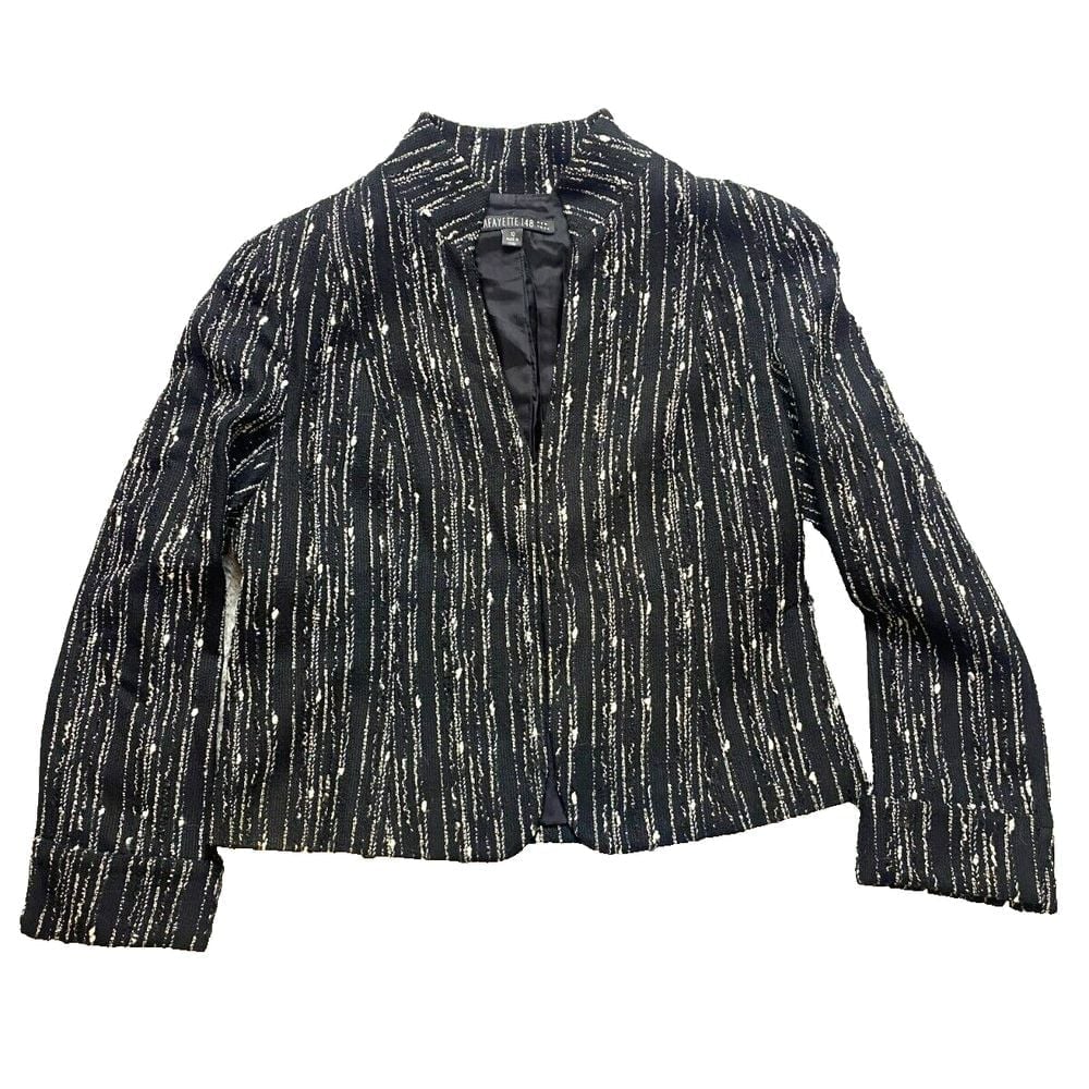 Lafayette 148 Jacket Womens 10 Black White Tweed Wool Nylon Blend Blazer Ladies