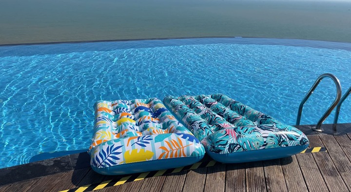 2 Pack Inflatable Pool Float Mat, Giant Pool Floats Adult Size with Headrest