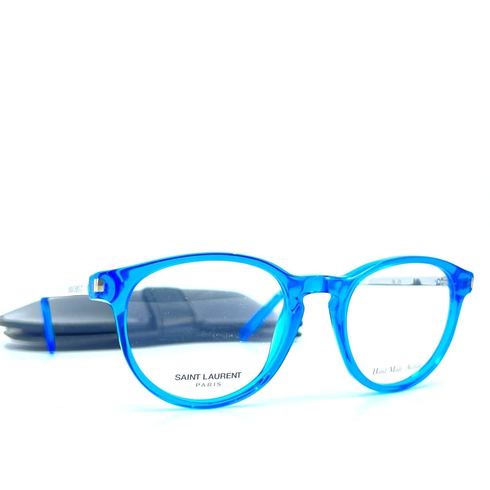 Saint Laurent Eyeglasses SL 25 Blue Silver Round Plastic Frame 49-19 140 mm