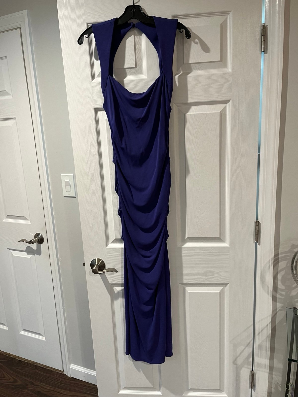Nicole miller maxi bodycon rouched blue/ purple size 4 dress