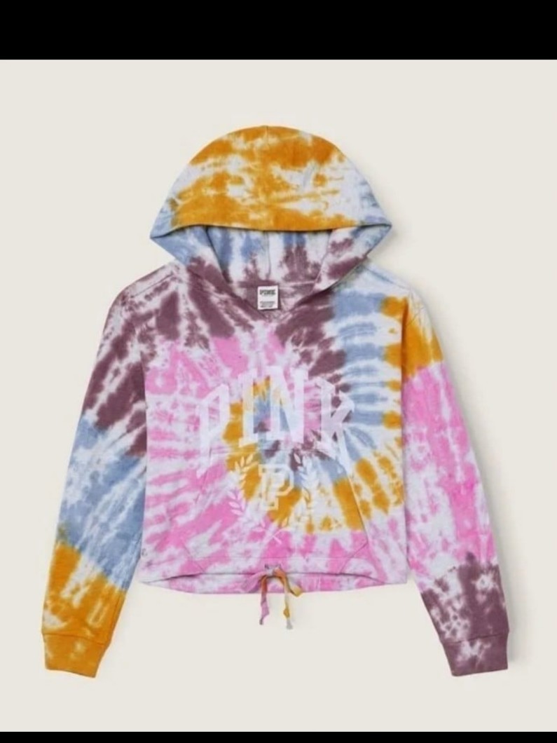 Vs pink tie dye clinch waist hoodie, xxl. NWT.