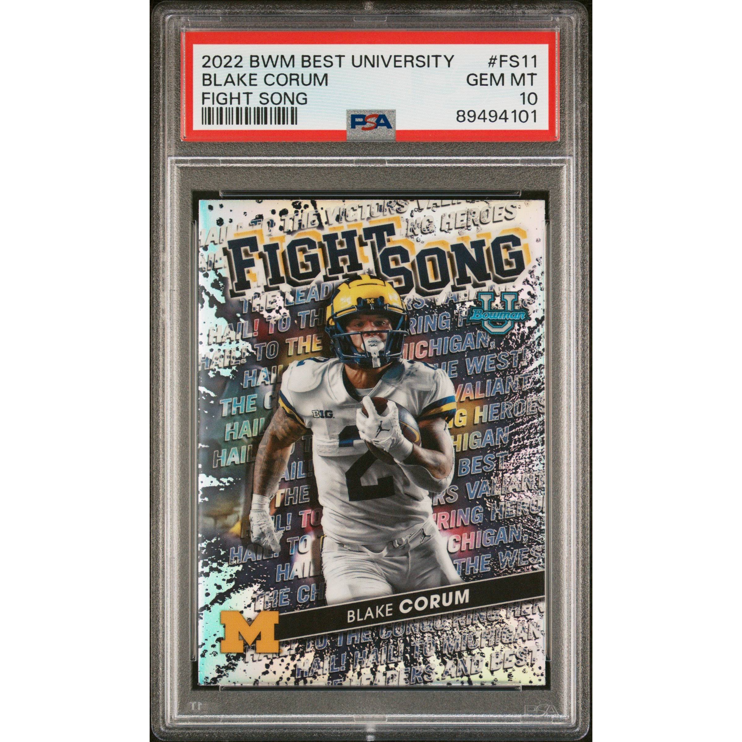 Graded 2022 Topps Bowman Best University Blake Corum #FS11 Fight Song Rookie  C